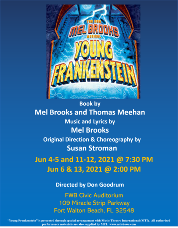 Get Information and buy tickets to Young Frankenstein The Musical June 4, 5, 6,11, 12, 13 2021 on Stage Crafters Community Theatre
