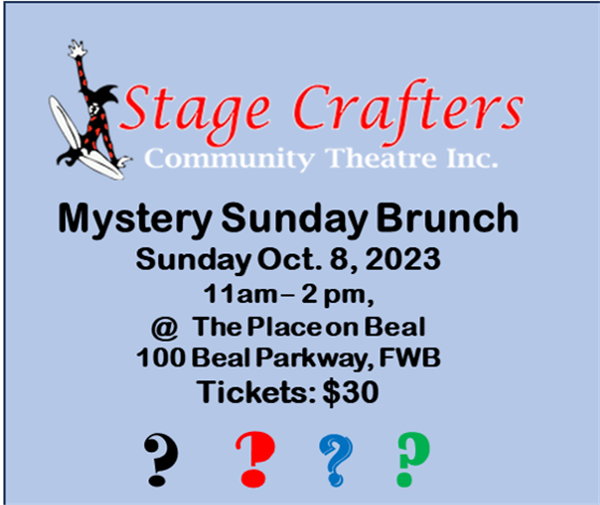 Get Information and buy tickets to Mystery Sunday Brunch  on Stage Crafters Community Theatre