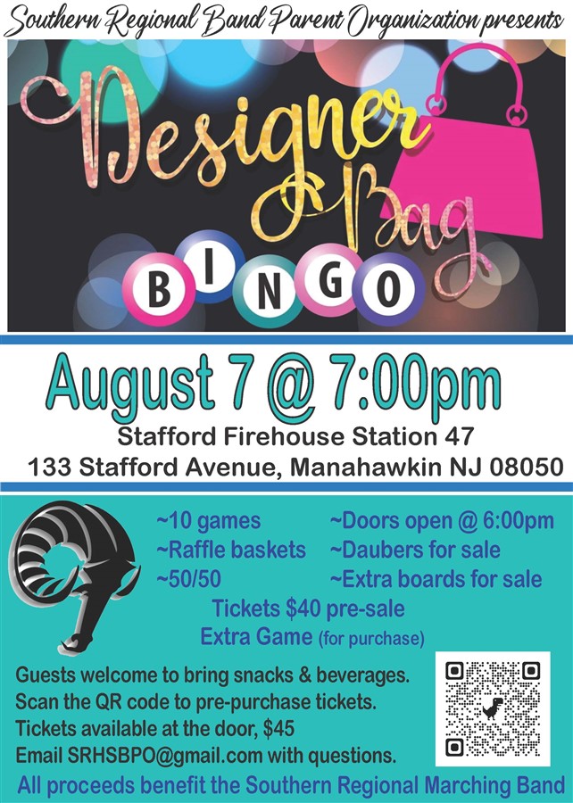 Get Information and buy tickets to Designer Bag Bingo SRHS Marching Band Fundraiser on Southern Regional