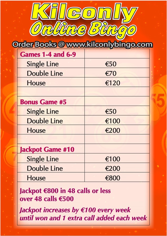 Kilconly Online Bingo Friday 26th February 2021