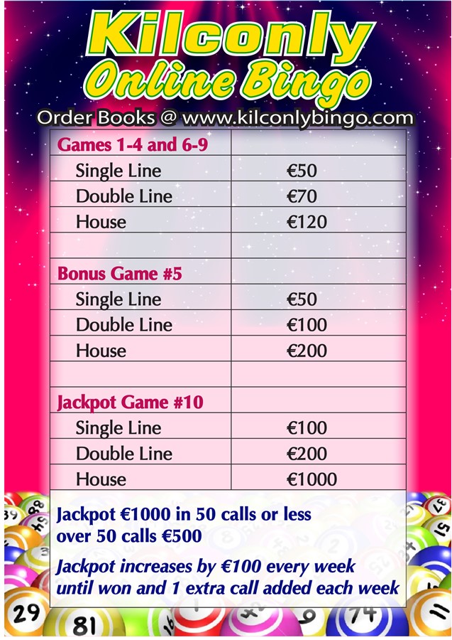 Kilconly Online Bingo Friday 12th March 2021