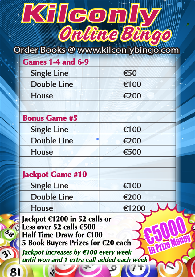 Kilconly Online Bingo Friday 26th March 2021