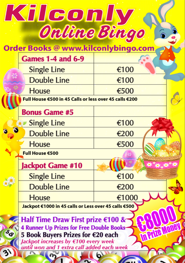 Kilconly Easter Bingo Good Friday 2nd April 2021