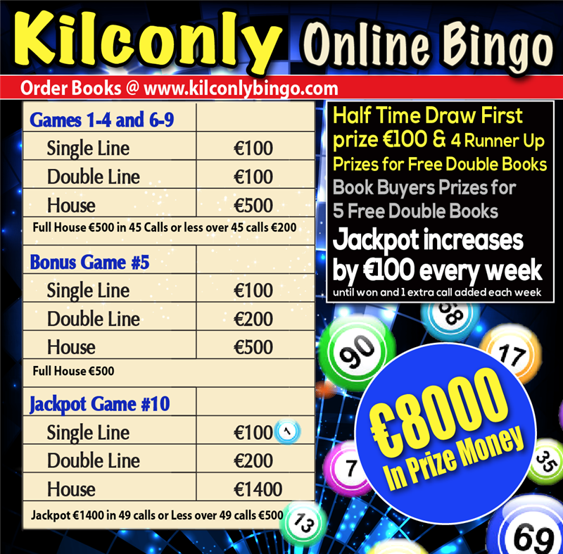 Kilconly Bingo Friday 4th June 2021