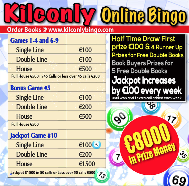 Kilconly Bingo Friday 11th June 2021