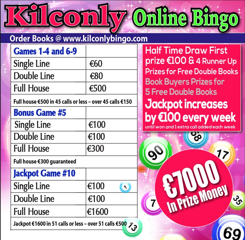 Kilconly Bingo Friday 18th June 2021