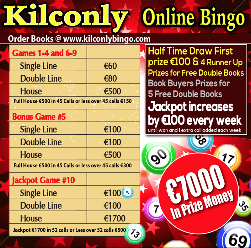 Kilconly Bingo Friday 25th June 2021