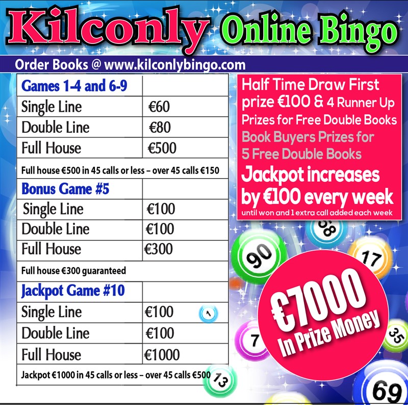 Kilconly Bingo Friday 23rd July 2021