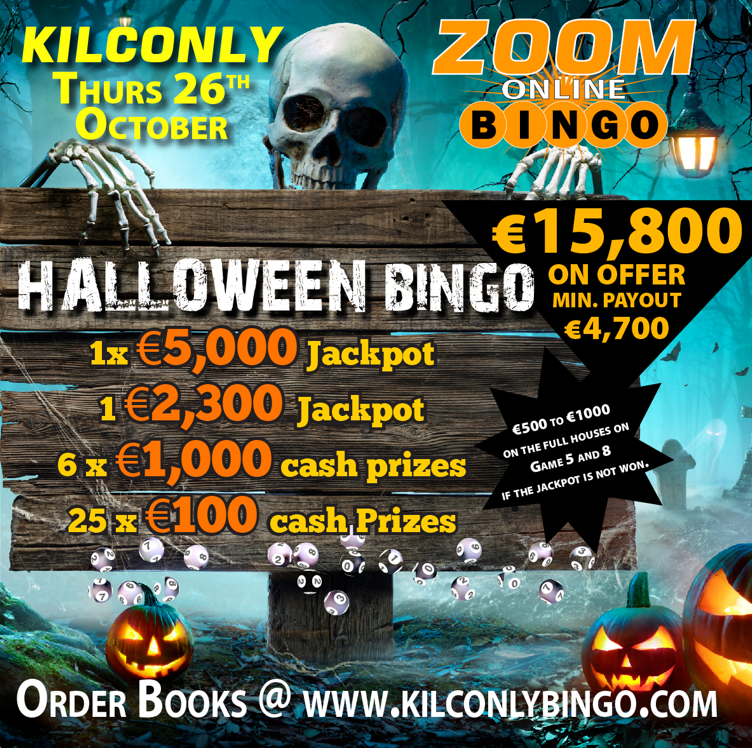 Get Information and buy tickets to Thursday 26th October Kilconly Halloween Zoom Bingo on kilconlybingo com