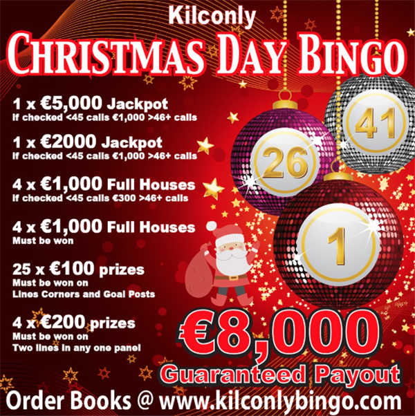 Get Information and buy tickets to Christmas Day 6 pm Zoom Bingo on kilconlybingo com