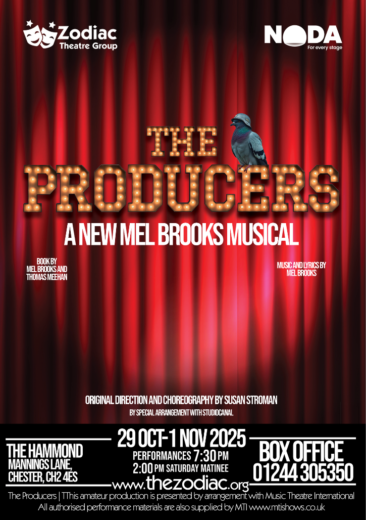 Get information, pick a seat & buy tickets to Zodiac Theatre Group presents The Producers on Oct 30, 19:30 @The Hammond - Main Theatre | The Hammond