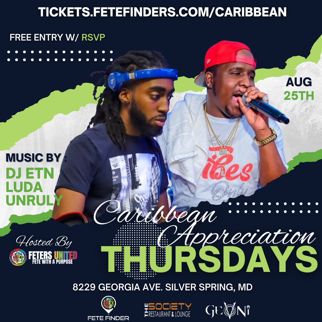 Caribbean Appreciation Thursdays  on ago. 26, 00:00@Society Restaurant and Lounge - Buy tickets and Get information on www.fetefinders.com tickets.fetefinders.com