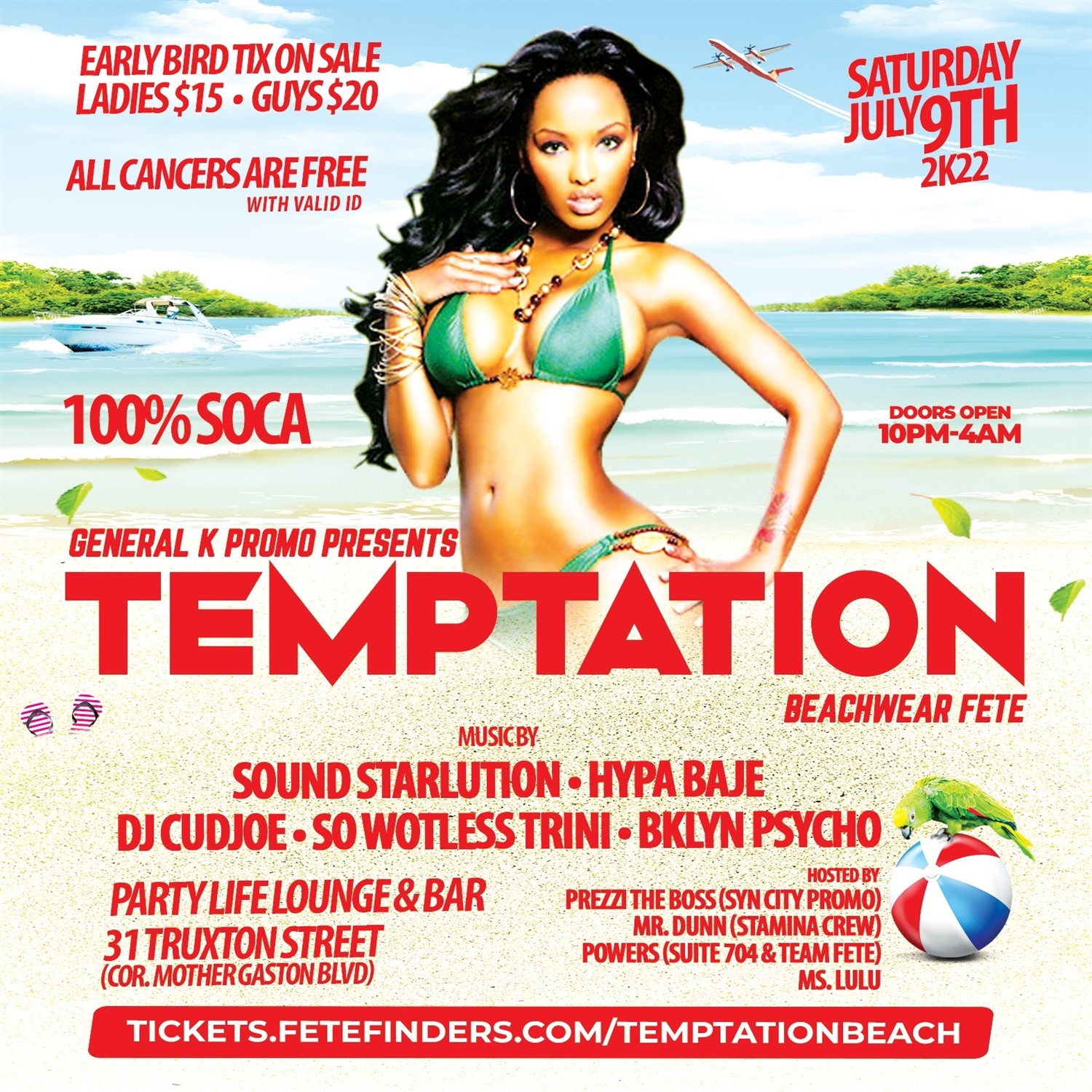 Temptation: Beachwear Fete  on Jul 09, 22:00@Party Life Lounge and Bar - Buy tickets and Get information on www.fetefinders.com tickets.fetefinders.com