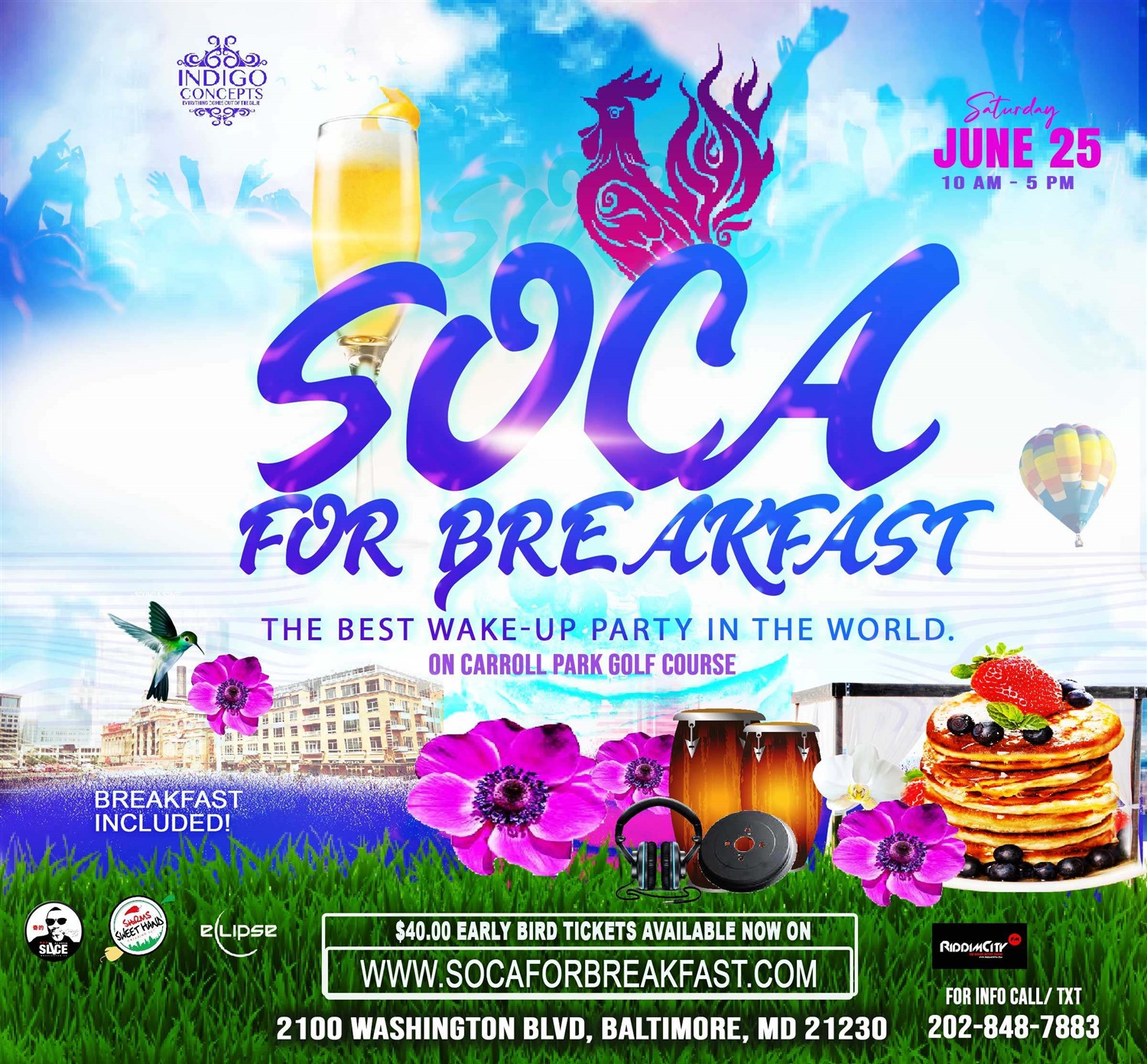 SOCA FOR BREAKFAST  on Jun 25, 10:00@Carrol Park Gulf Course - Buy tickets and Get information on www.fetefinders.com tickets.fetefinders.com