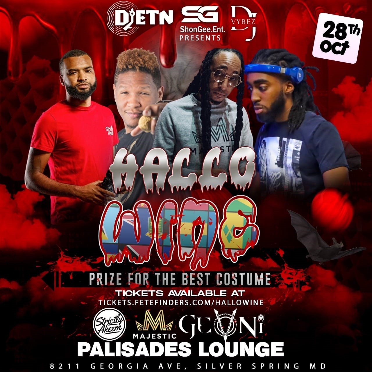 HALLOWINE The Ultimate Caribbean Halloween Party on oct. 28, 22:00@Palisades Lounge - Buy tickets and Get information on www.fetefinders.com tickets.fetefinders.com