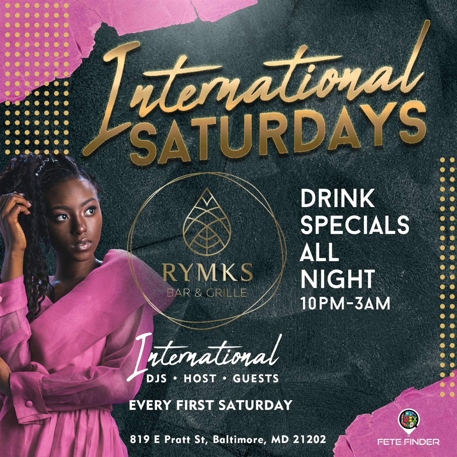 International Saturdays  on juin 05, 00:00@RYMKS Bar and Lounge - Achetez des billets et obtenez des informations surwww.fetefinders.com tickets.fetefinders.com
