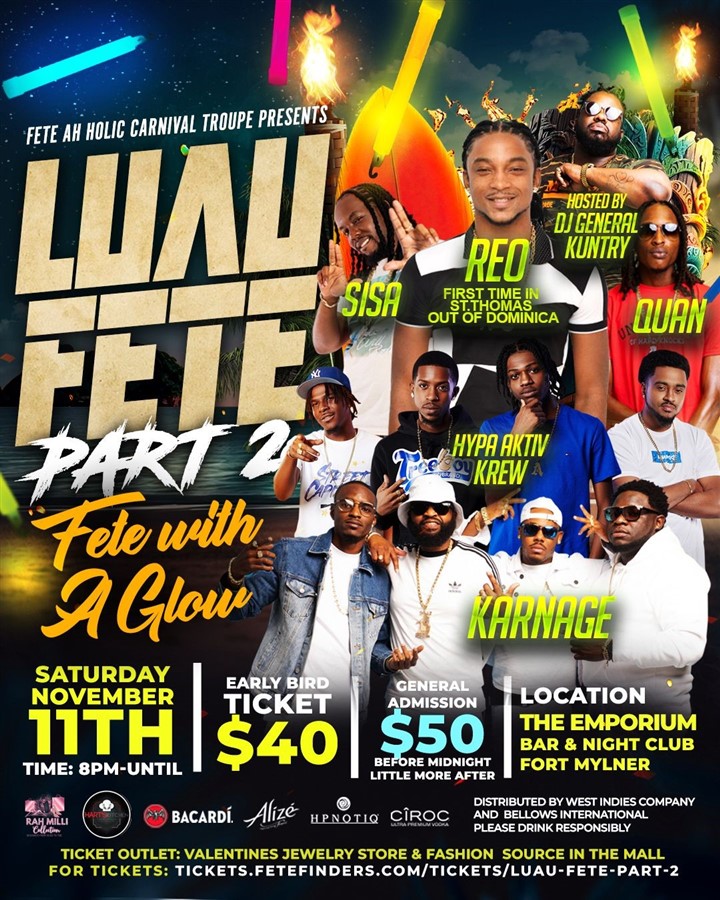 Get Information and buy tickets to Luau Fete Part 2 Fete with a Glow on www.fetefinders.com