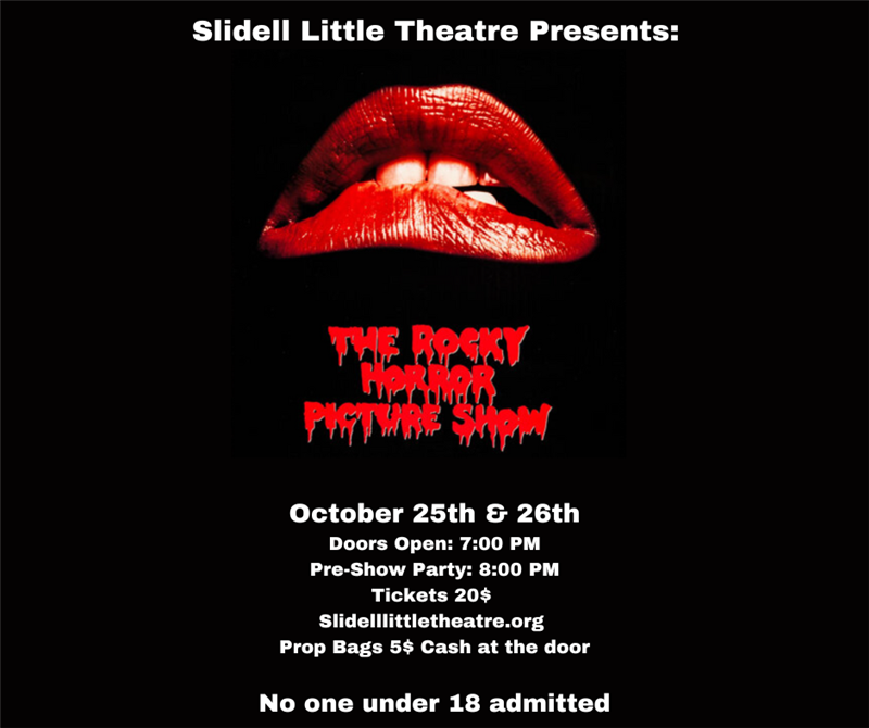 Get Information and buy tickets to Rocky Horror Picture Show  *Mature Content No One Under 18 Admitted* Doors Open at 7:00 -/- Preshow Party at 8:00 on Slidell Little Theatre