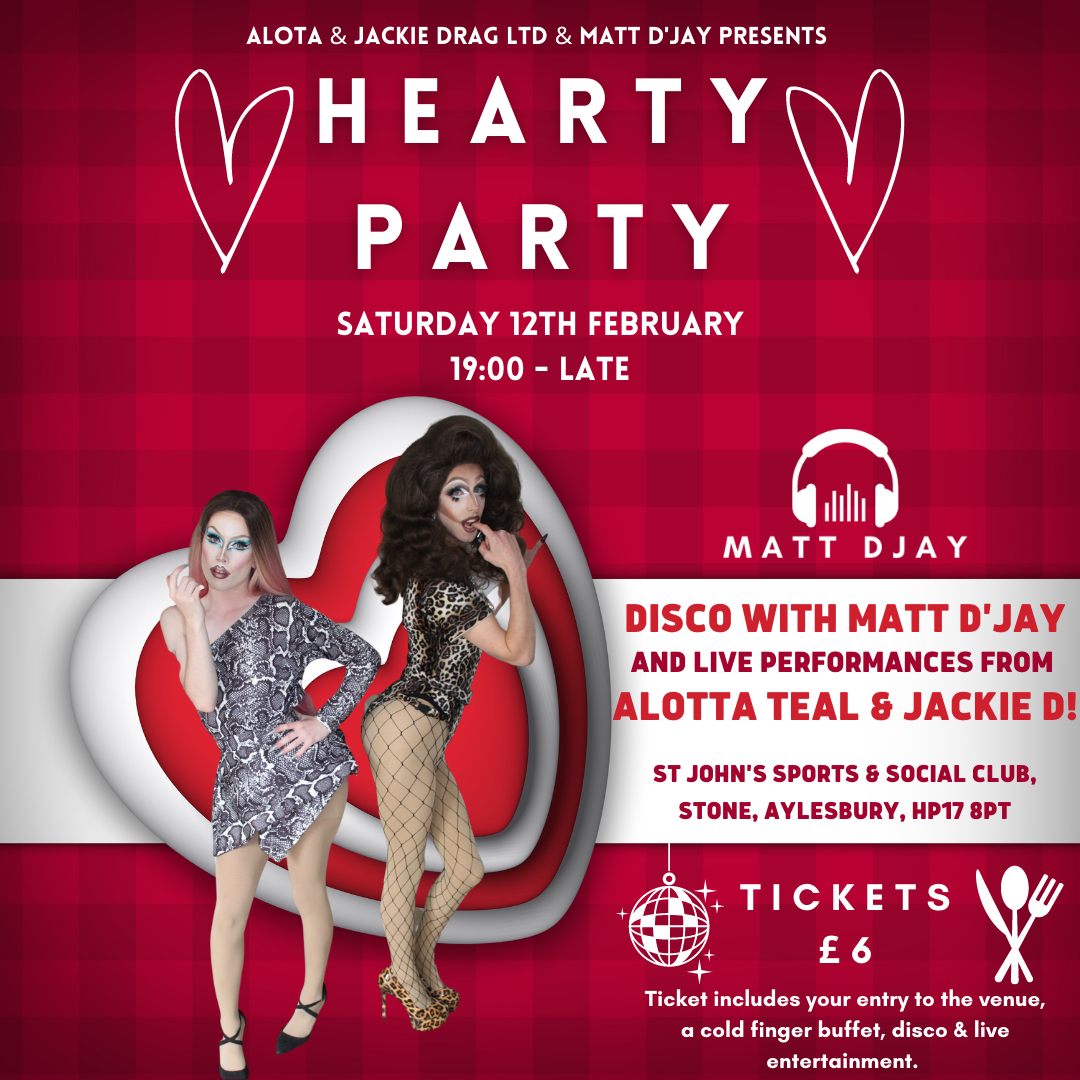 Hearty Party Valentines Disco With Buffet & Live Entertainment on feb. 12, 19:00@St John's Sports & Social Club - Buy tickets and Get information on Alotta & Jackie 
