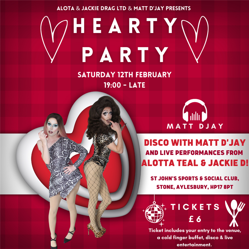 Get Information and buy tickets to Hearty Party Valentines Disco With Buffet & Live Entertainment on Alotta & Jackie