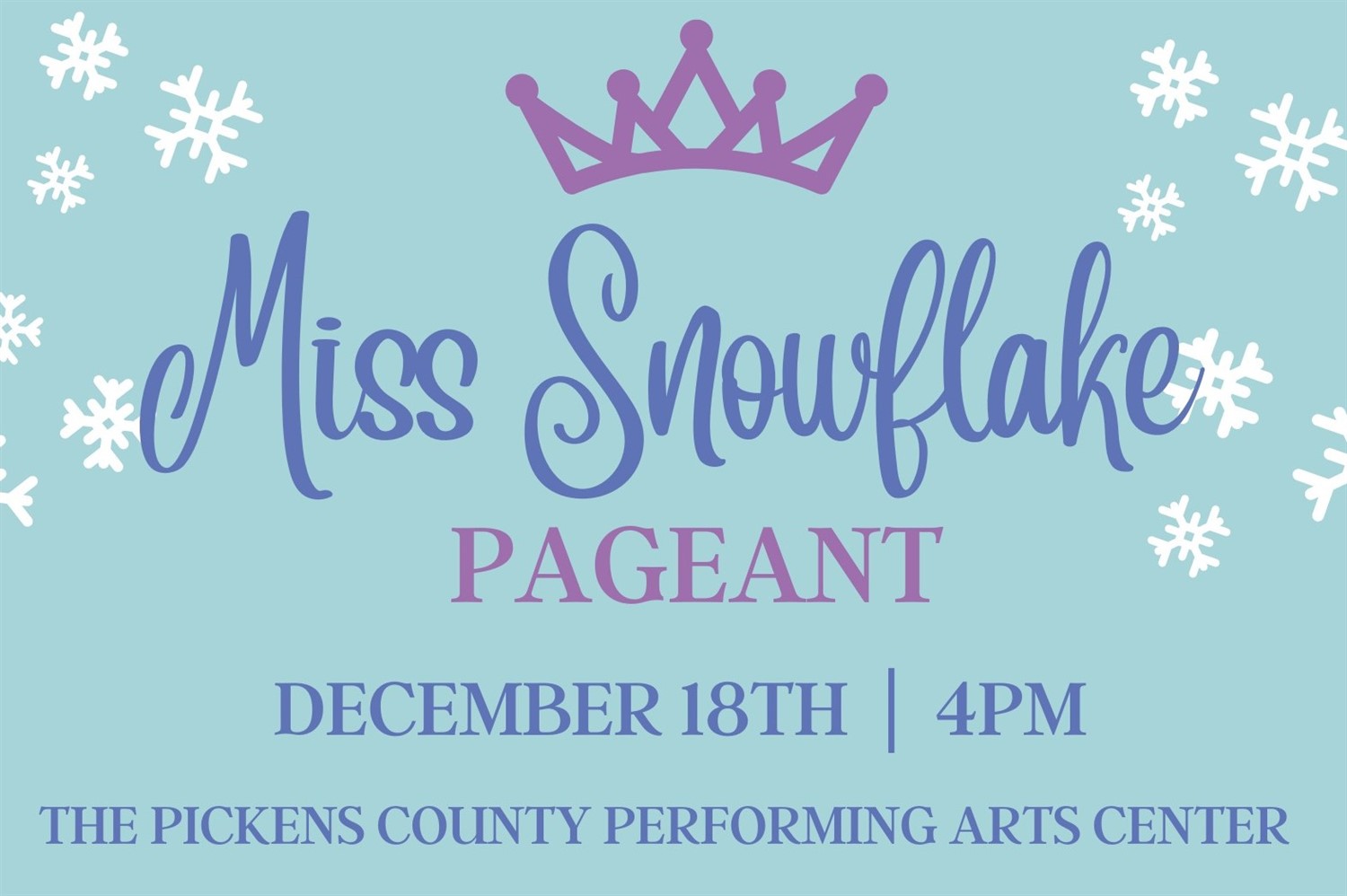 Miss Snowflake Pageant Dec. 18th! image