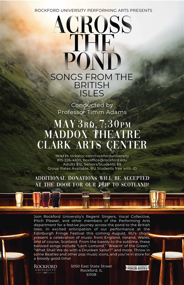 Get Information and buy tickets to Across the Pond: Songs from the British Isles May 3rd on Rockford University