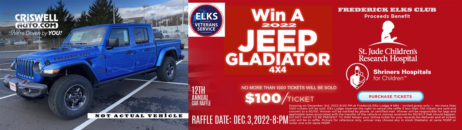 11th Annual Jeep Gladiator Sport S 4X4 Raffle image