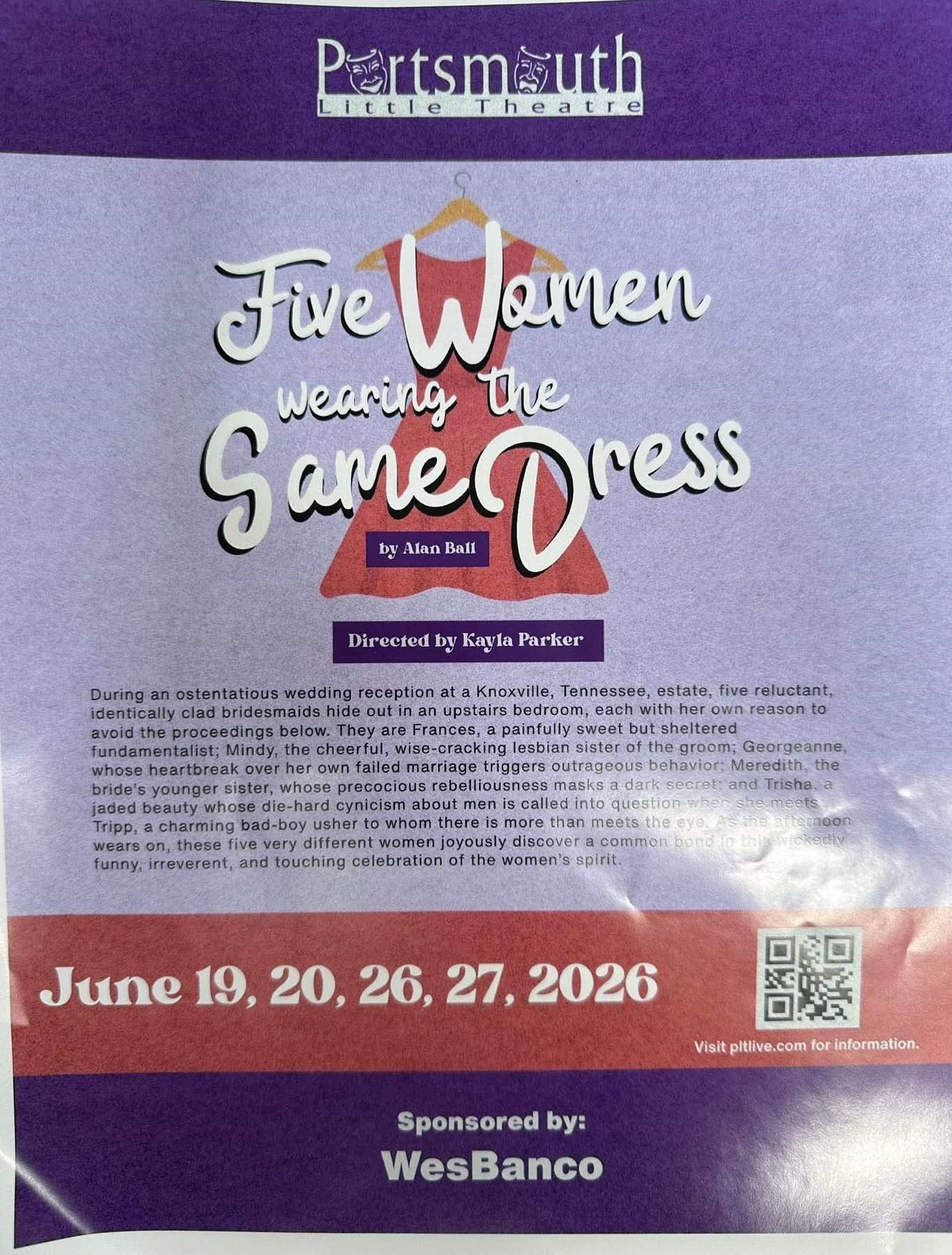 Get information, pick a seat & buy tickets toFive Women Wearing The Same Dress  on Jun 19, 19:30 @Portsmouth Little Theatre | Portsmouth Little Theatre