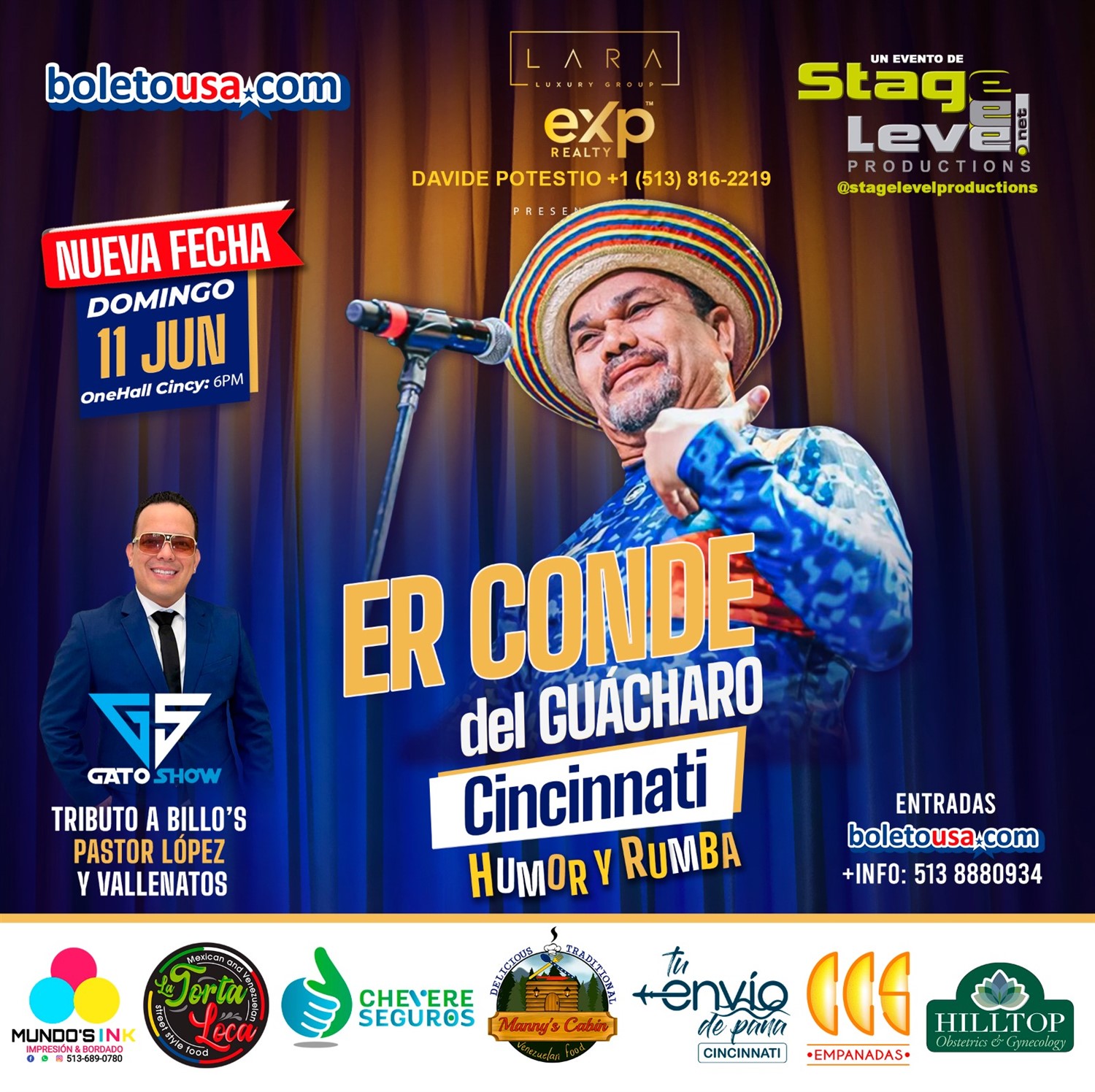 Er Conde del Guacharo - GATO SHOW Tributo Billo´s, Pastor Lopez y Vallenatos C I N C I N N A T I on Apr 23, 18:00@OneHall Cincy - Pick a seat, Buy tickets and Get information on stagelevel.net stagelevel.net