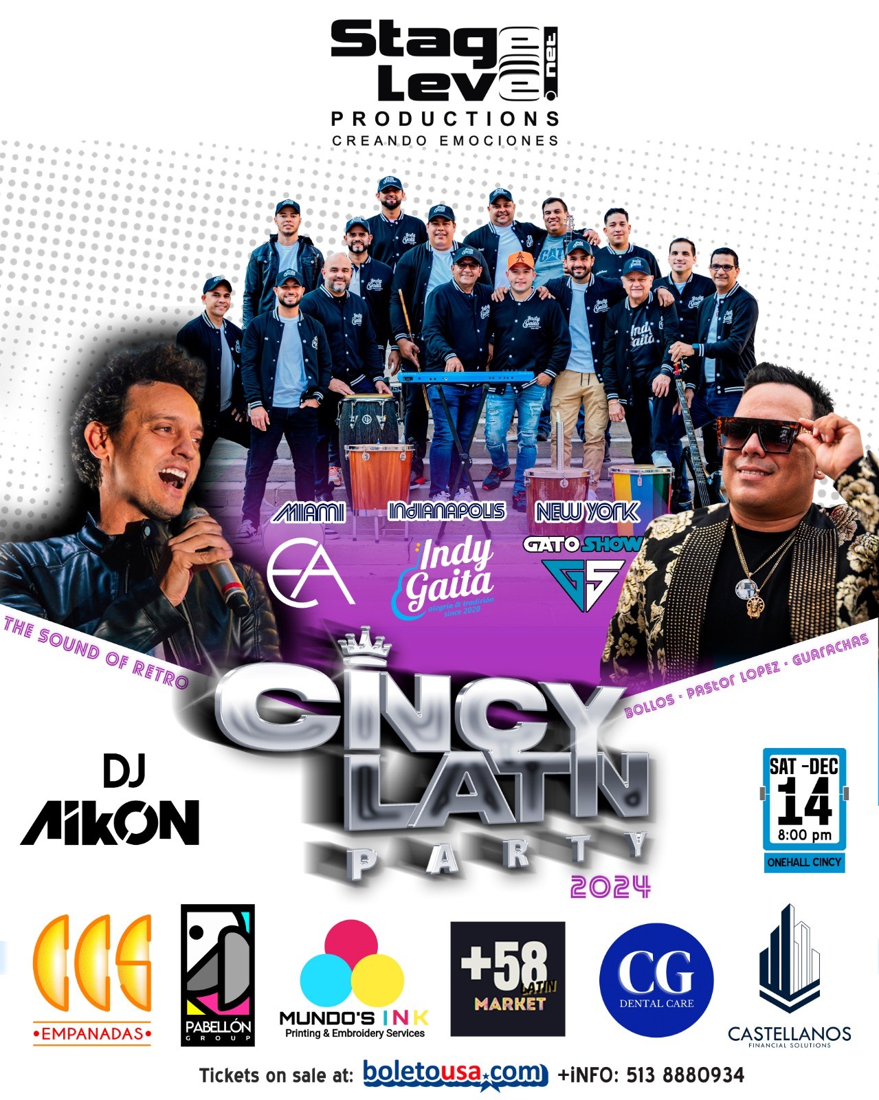 Get information, pick a seat & buy tickets to Cincy Latin Party 2024 Grupo EA - Gato Show - Indy Gaita on Dec 14, 20:00 @OneHall Cincy | stagelevel net