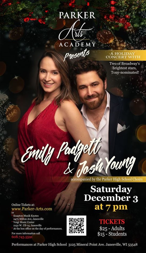 Get Information and buy tickets to A Holiday Concert with Emily Padgett and Josh Young on Parker Arts Academy
