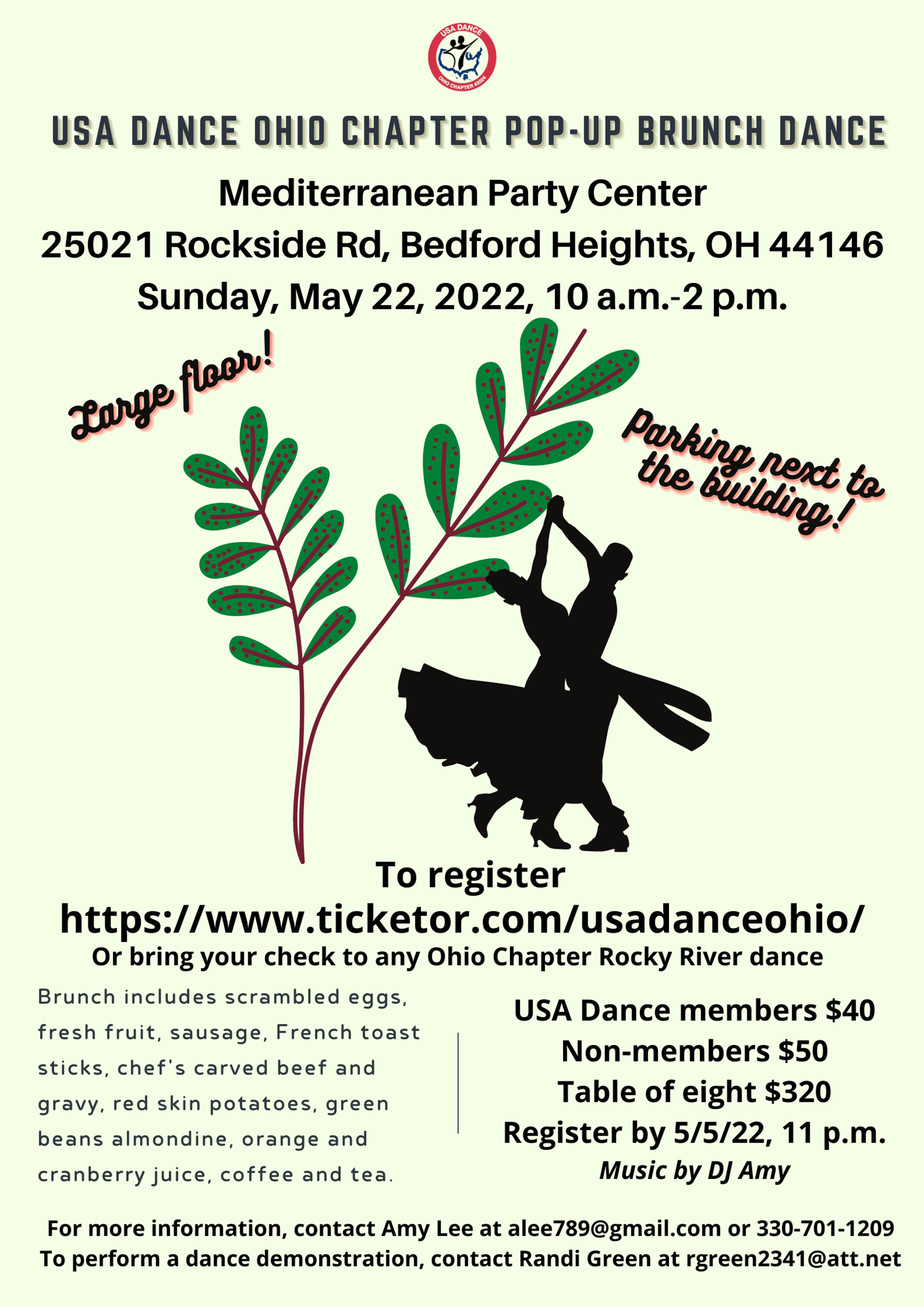 USA Dance Ohio Chapter Pop-Up Brunch Dance--Mediterranean Party Center image