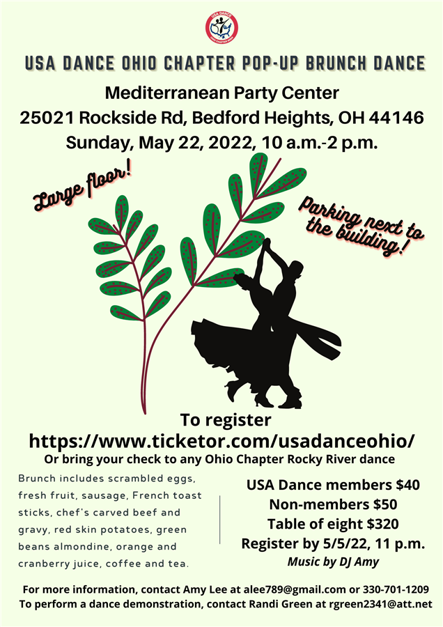USA Dance Ohio Chapter Pop-Up Brunch Dance--Mediterranean Party Center