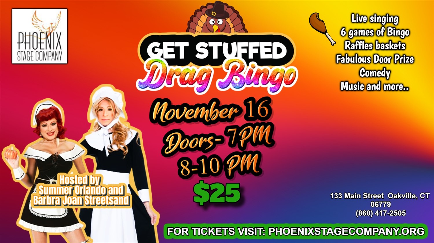 Obtenez des informations et achetez des billets pourGET STUFFED BINGO! Summer Olrando & Barbra Joan Streetsand Host a raucus Bingo event on nov. 16, 20:00 @Phoenix Stage Company