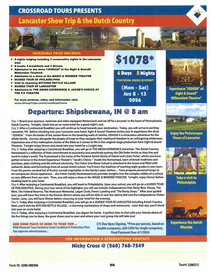 Lancaster Show Trip & the Dutch Country