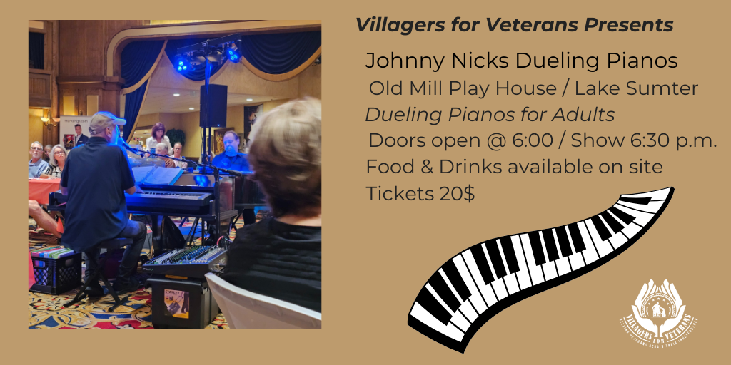 Get information & buy tickets to June Dueling Pianos Requests Galore on jun. 17, 20:00 @OLD MILL PLAYHOUSE 120624 | VIllagers For Veterans | v4v