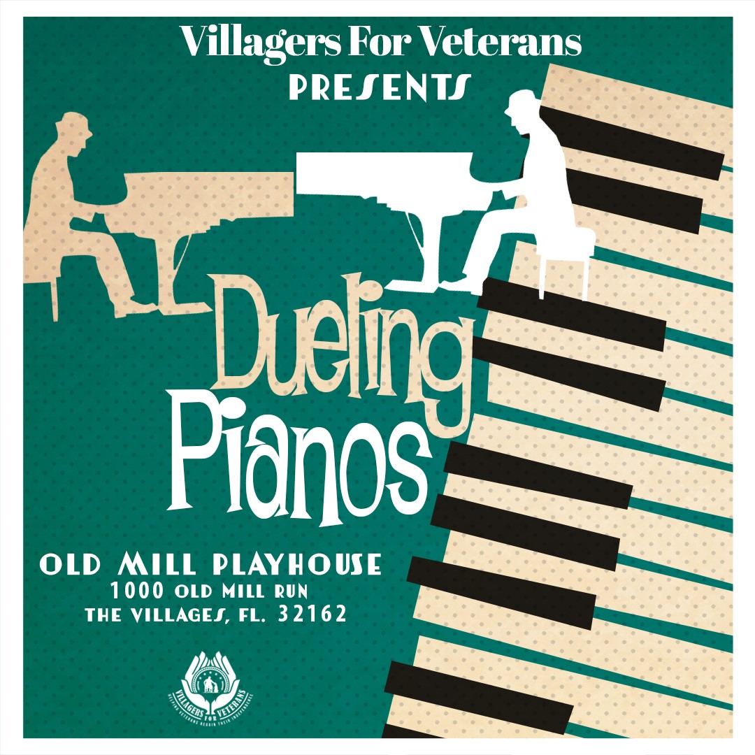 Get information & buy tickets to April Duelling Pianos Matinee 3:00 PM Show on Apr 15, 15:00 @OLD MILL PLAYHOUSE 120624 | VIllagers For Veterans | v4v