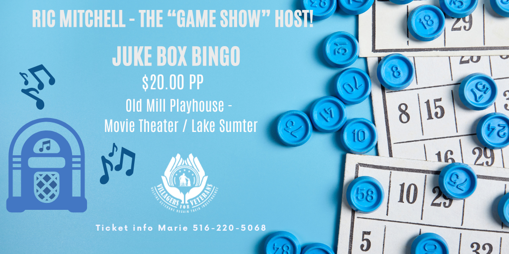 Get information & buy tickets toAugust Juke Box Bingo A Fun Musical Event on Aug 26, 18:30 @Old Mill Playhouse Lobby | VIllagers For Veterans | v4v
