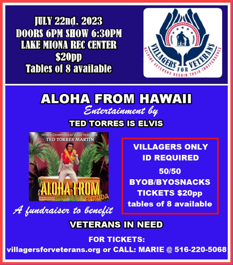 Get Information and buy tickets to ALOHA FROM HAWAII TED TORRES IS ELVIS on VIllagers For Veterans