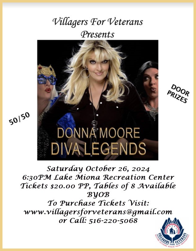 Get Information and buy tickets to DONNA MOORE DIVA LEGENDS on VIllagers For Veterans