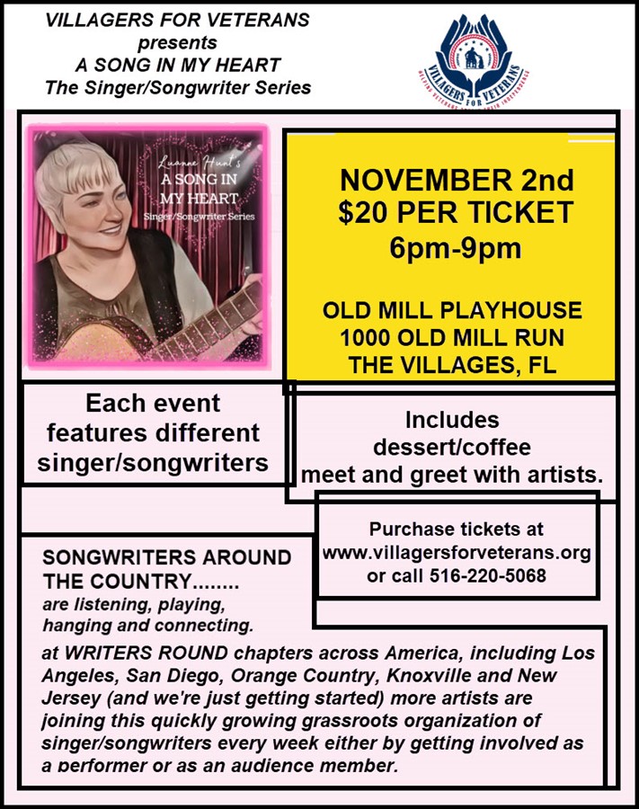 Get Information and buy tickets to A SONG IN MY HEART SERIES- 11/2/24 SINGLE EVENT TKTS- 11/2/24 on VIllagers For Veterans