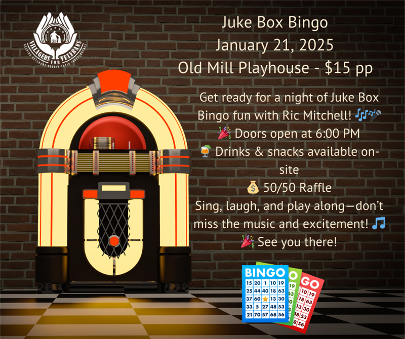 Get Information and buy tickets to Jukebox Bingo January 21 Cash Prizes on VIllagers For Veterans