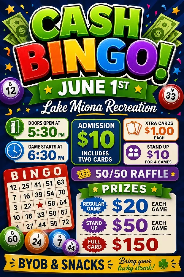 June 1st CASH BINGO