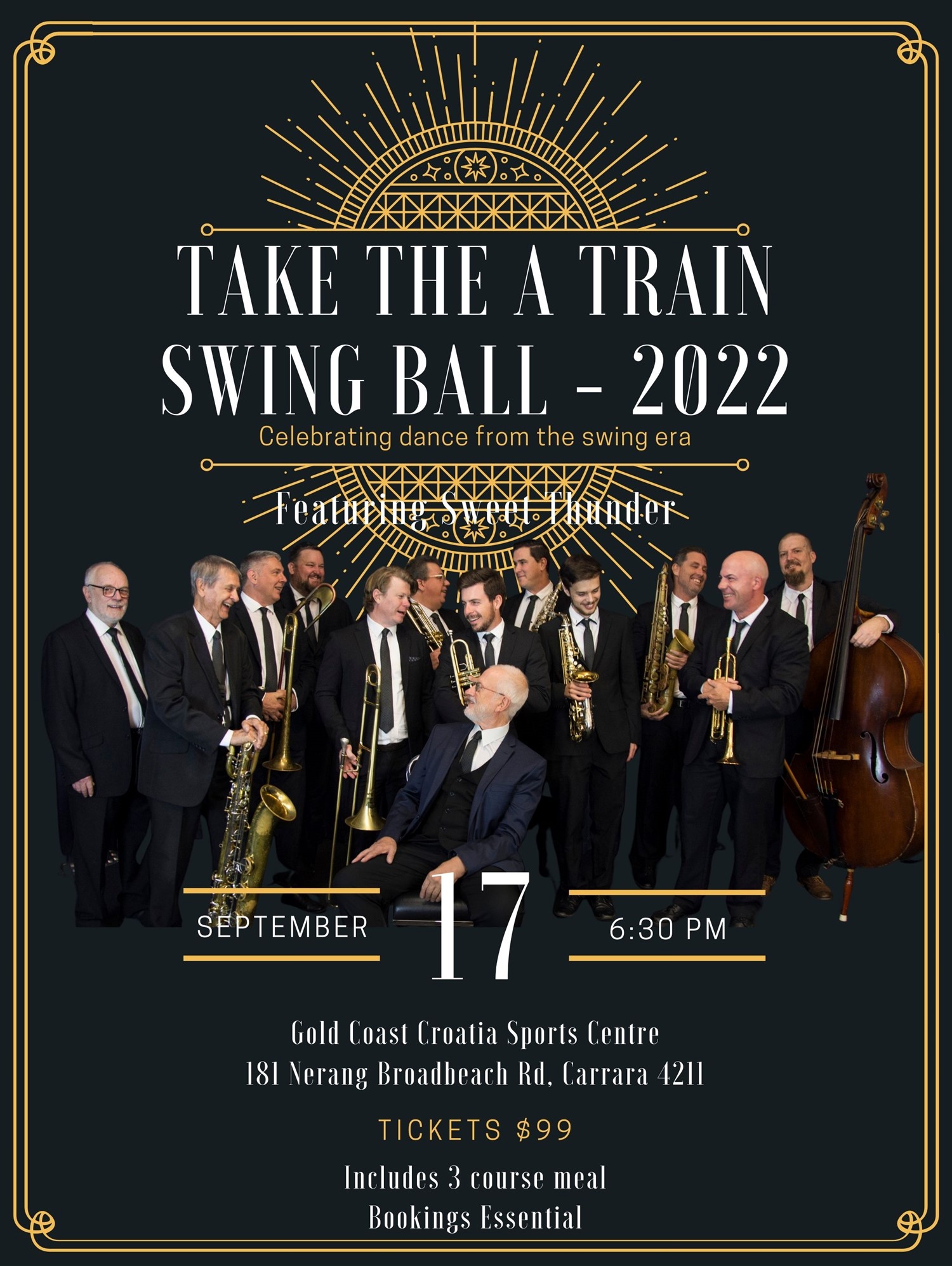 Take the A Train Swing Ball  on sep. 17, 18:30@Gold Coast Croatian Sports Centre - Pick a seat, Buy tickets and Get information on  