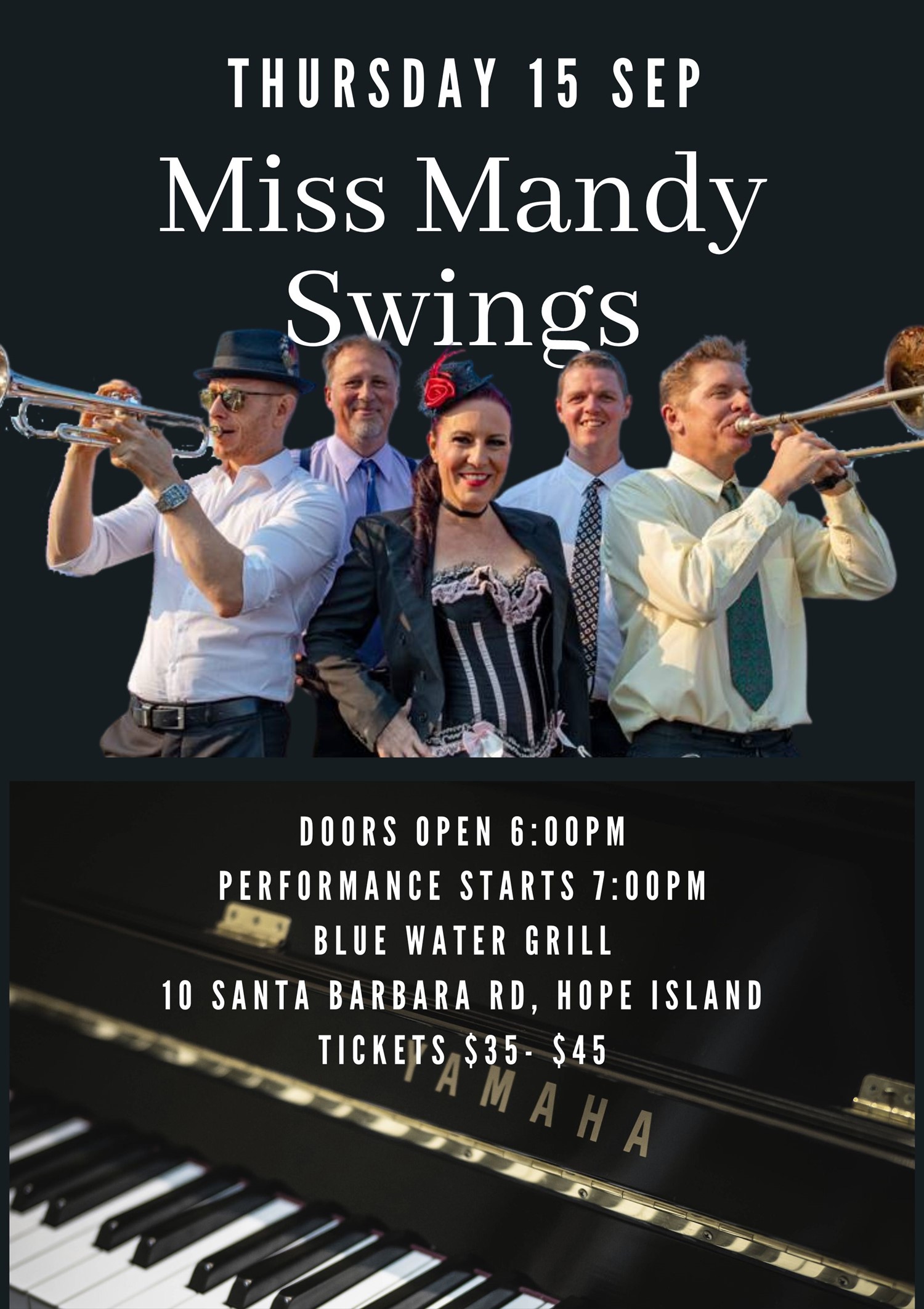 Miss Mandy Swings  on Sep 15, 18:00@Hope Island Jazz - Blue Water Grill - Buy tickets and Get information on  