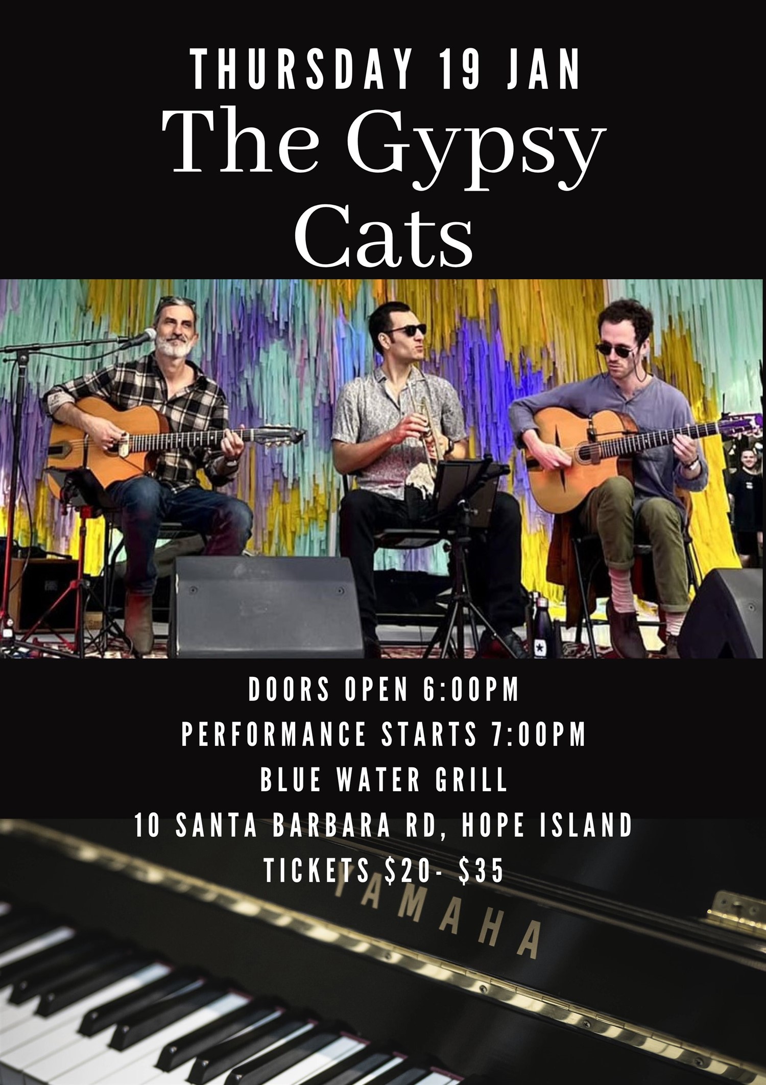The Gypsy Cats  on Jan 19, 18:00@Hope Island Jazz - Blue Water Grill - Buy tickets and Get information on Hope Island Jazz hopeislandjazz.com.au