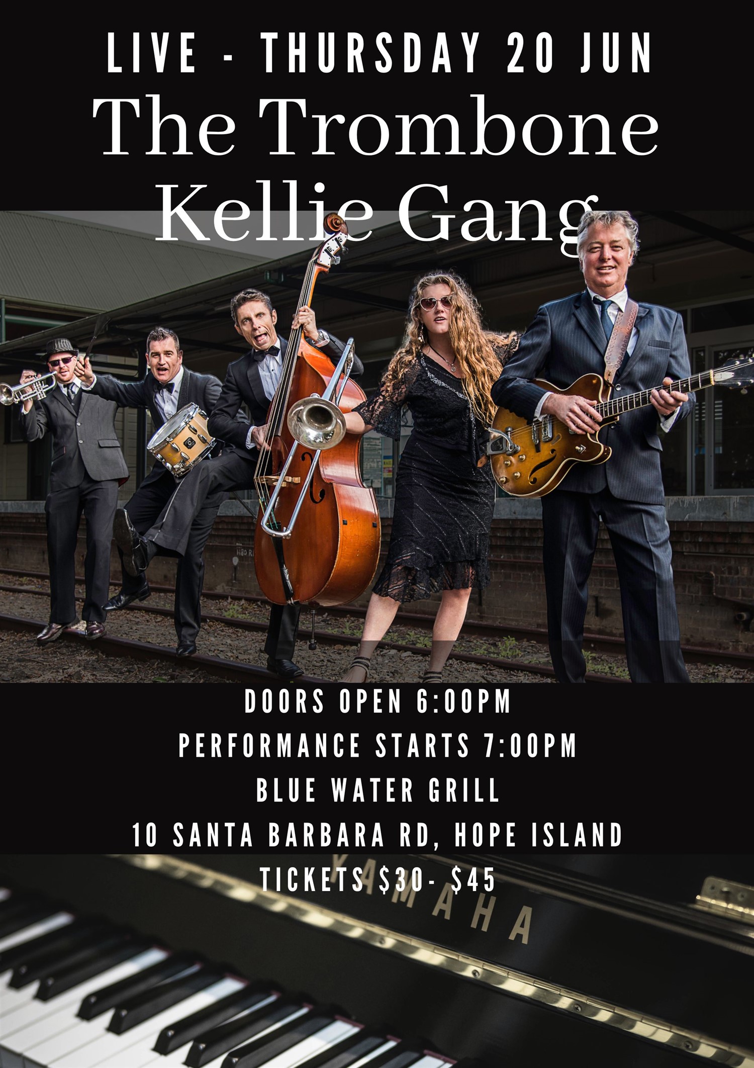 The Trombone Kellie Gang  on Jun 20, 18:00@Hope Island Jazz - Blue Water Grill - Buy tickets and Get information on Hope Island Jazz hopeislandjazz.com.au