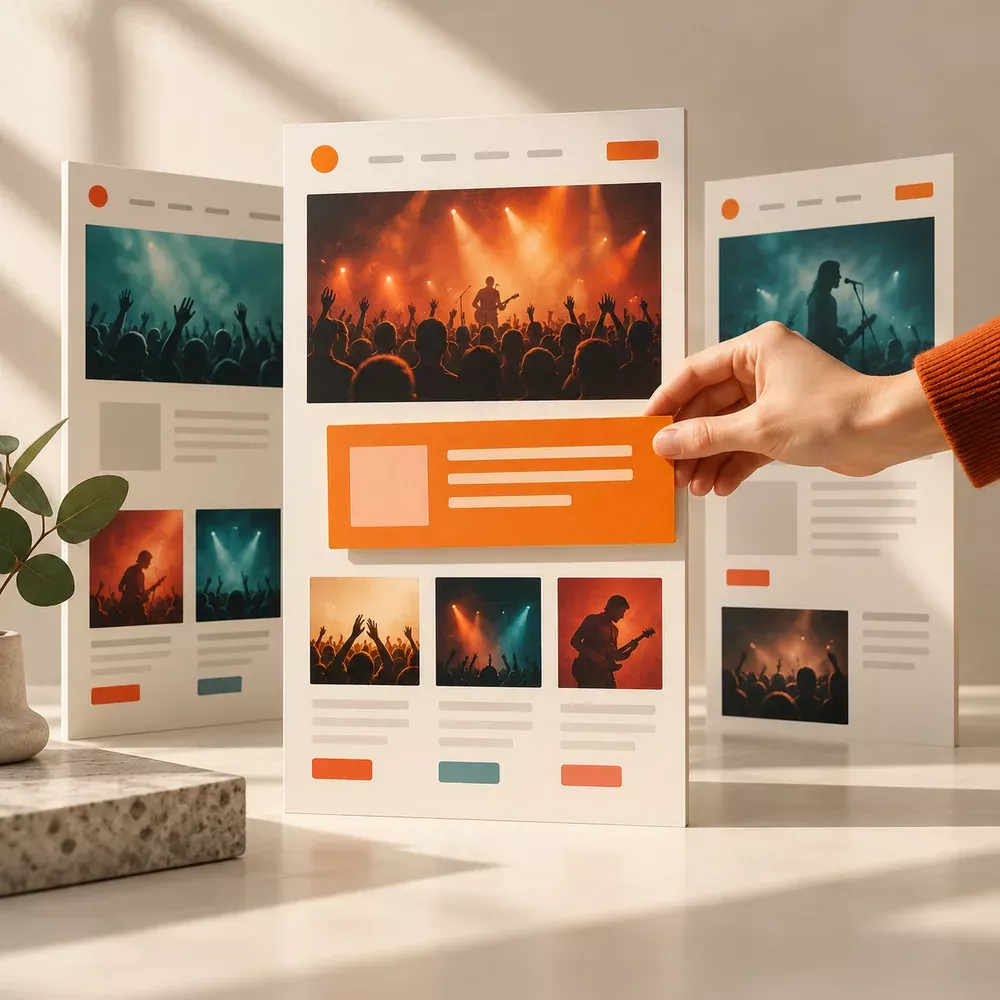 Organized webpage panels showing navigation and content sections.