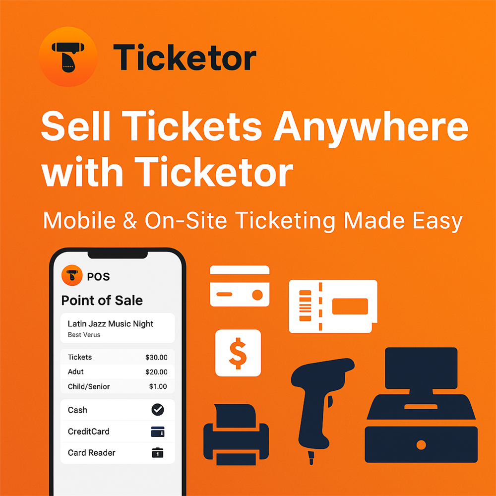 How to Set Up a Ticket Booth, Ticket Desk, Box Office or just Sell Tickets On-the-Go and Accept Credit Card, Cash, Checks or Send Invoices Using Ticketor