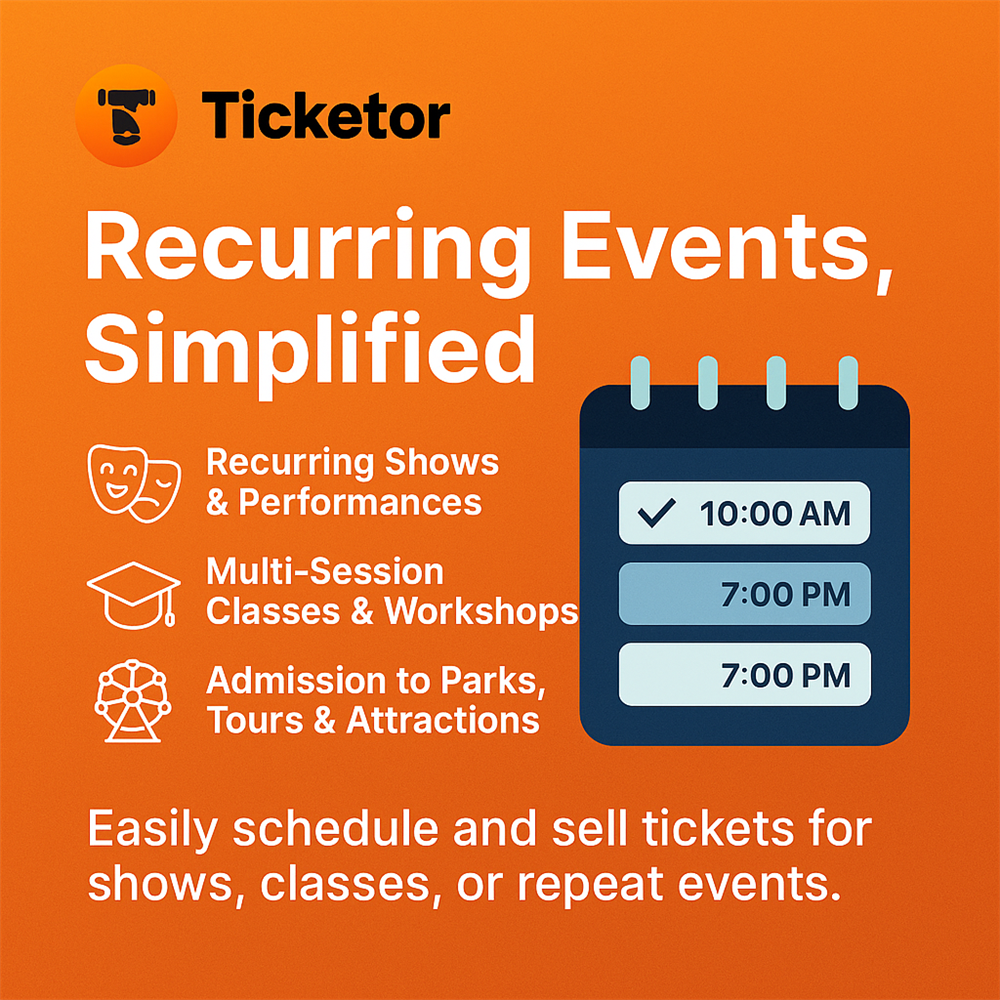 Events, classes or booking system with time-slots, using Ticketor